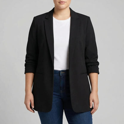 Plus Size Open-Front Lapel Blazer - Louise