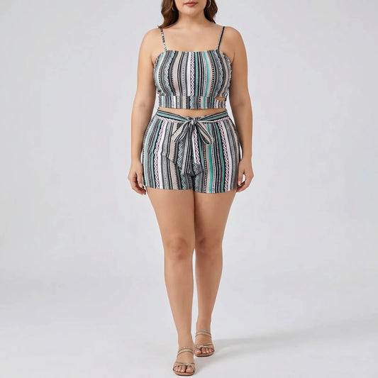 Plus Size Patterned Swimsuit - Lorena