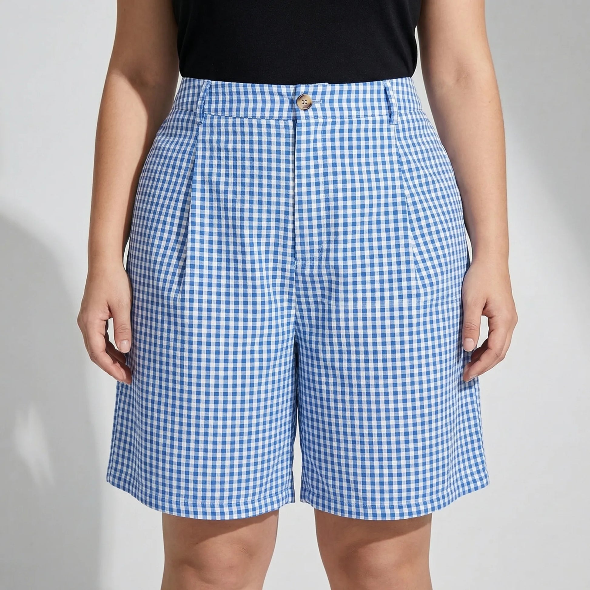 Plus Size Plaid Wide Leg Shorts - Denise