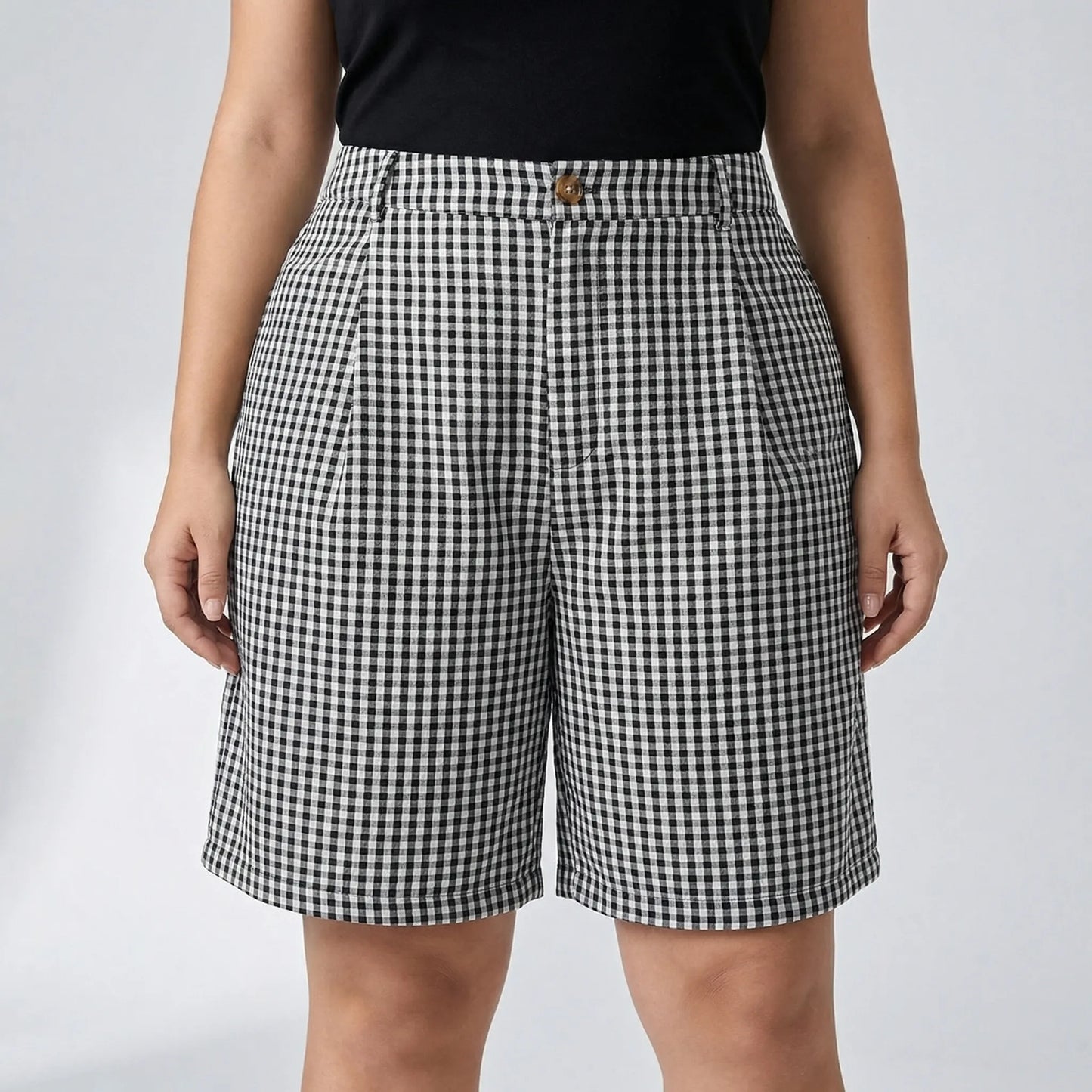 Plus Size Plaid Wide Leg Shorts - Denise