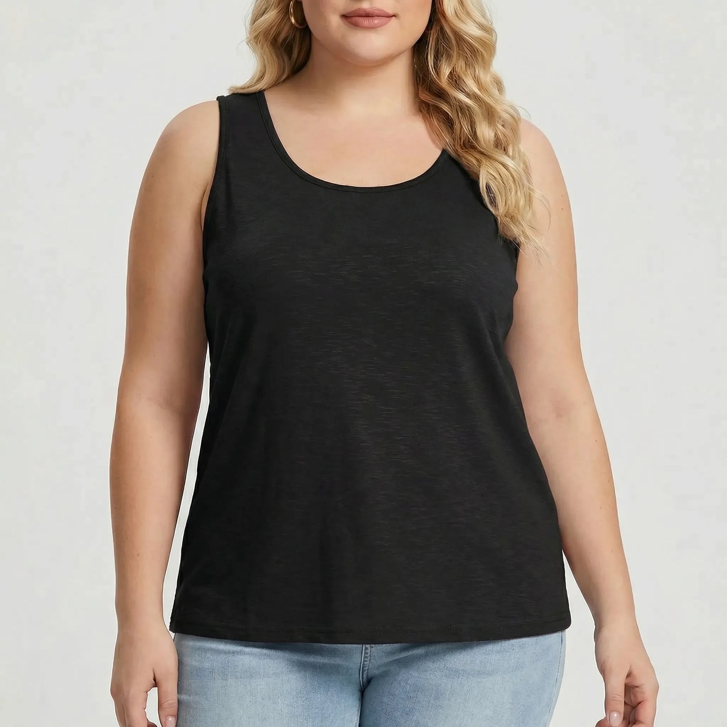 Plus Size Sleeveless U-Neck Tank Top - Lois