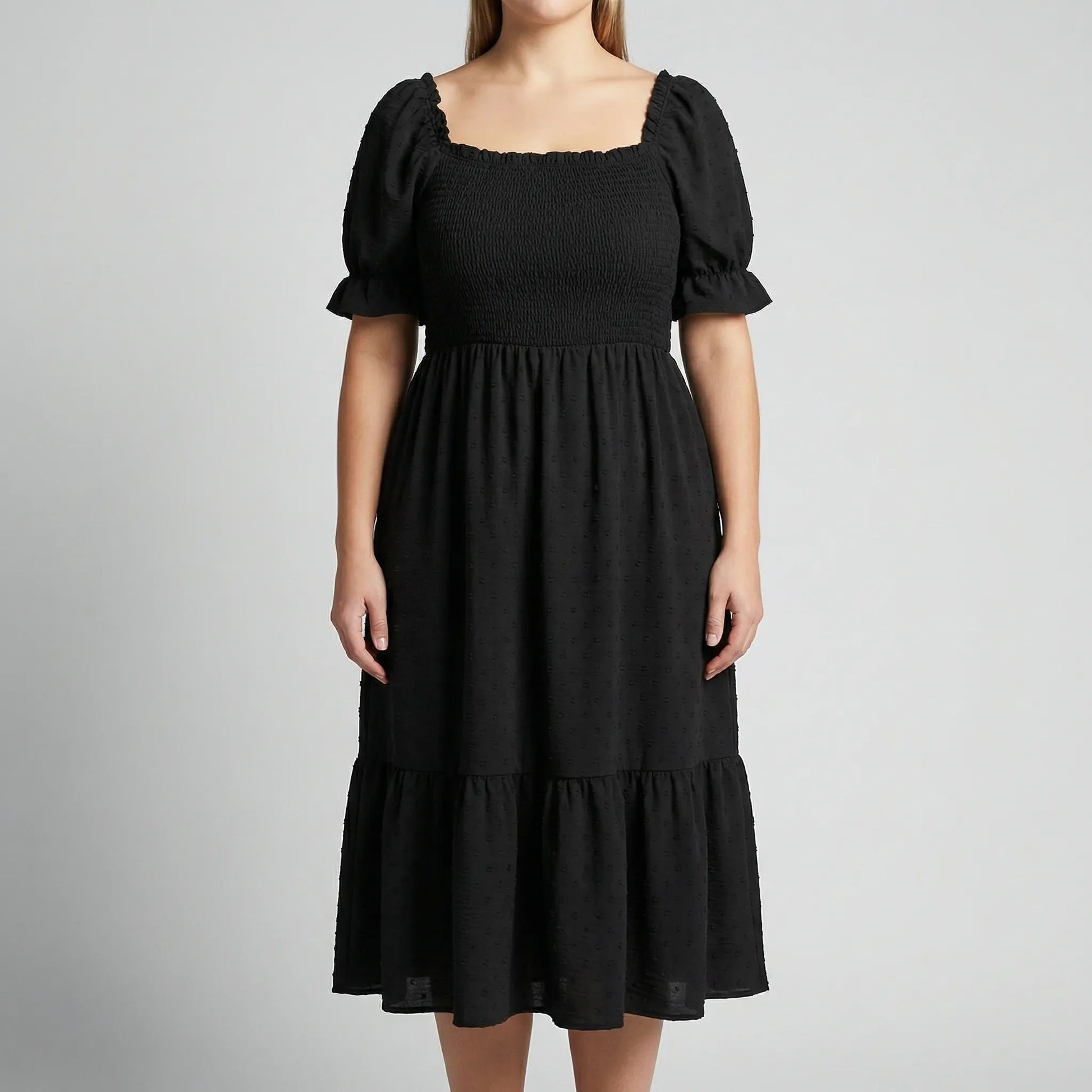 Plus Size Smocked Bodice Maxi Dress - Connie