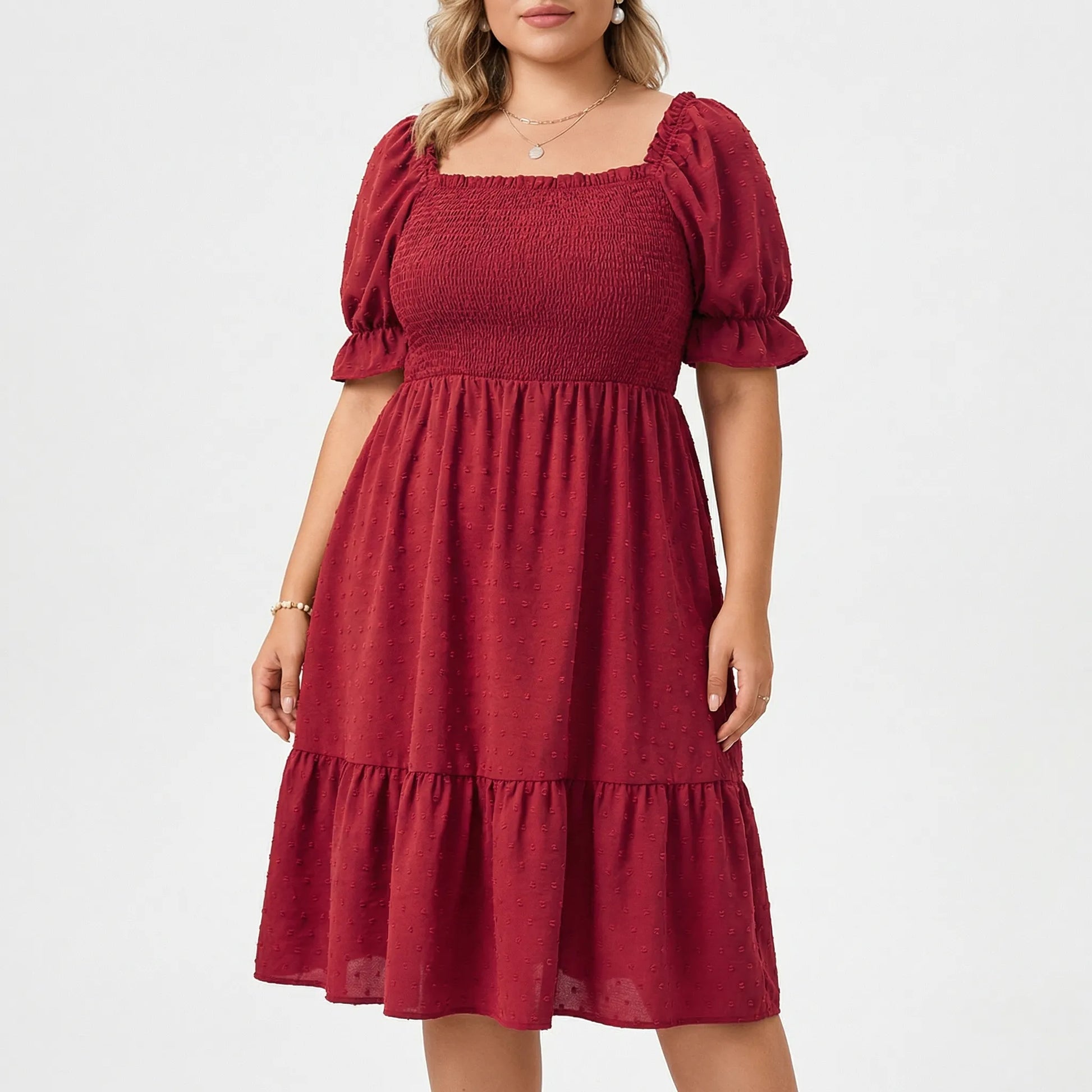 Plus Size Smocked Bodice Maxi Dress - Connie