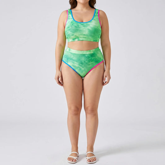Plus Size Tie Dye Two-Piece Bikini Set - Jean