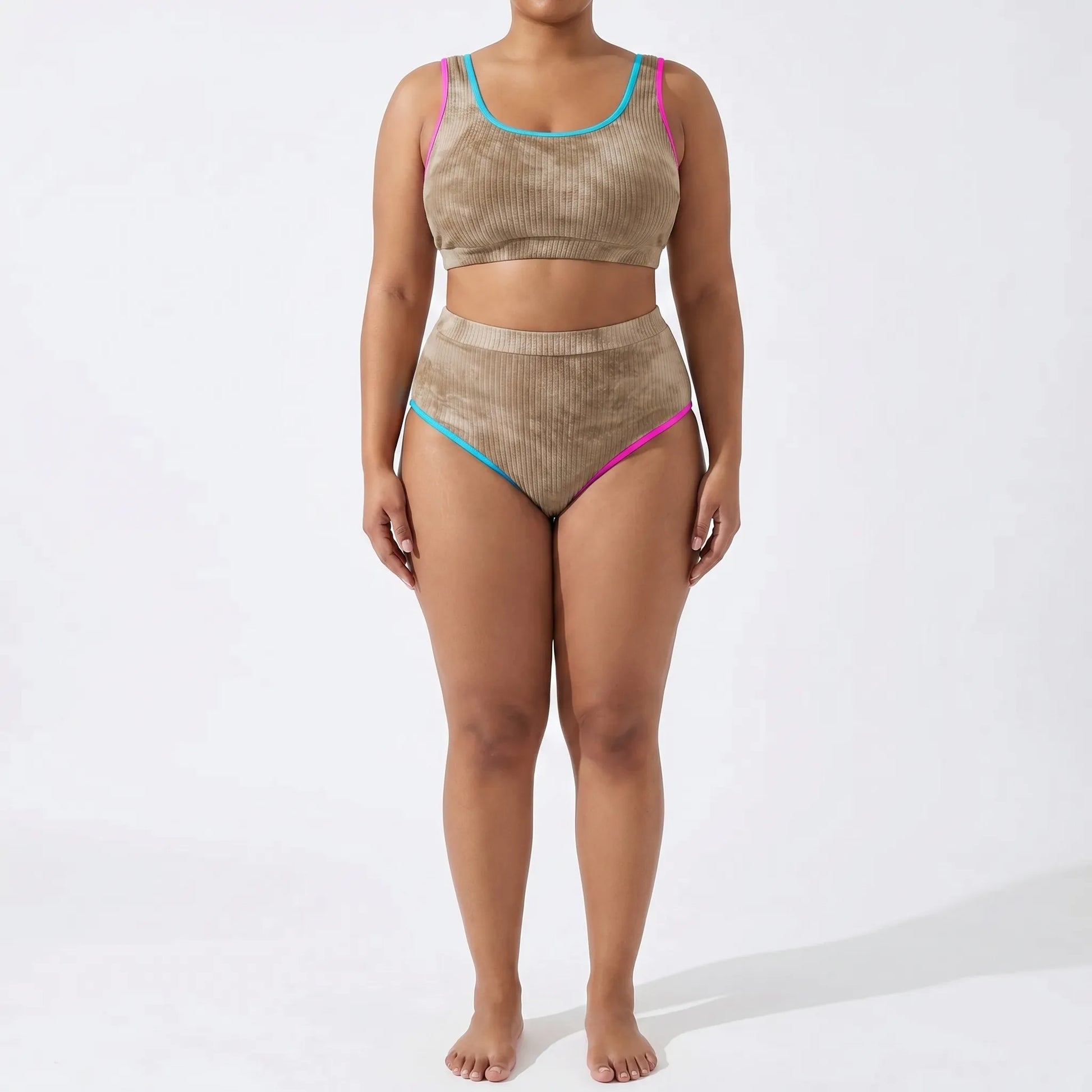 Plus Size Tie Dye Two-Piece Bikini Set - Jean