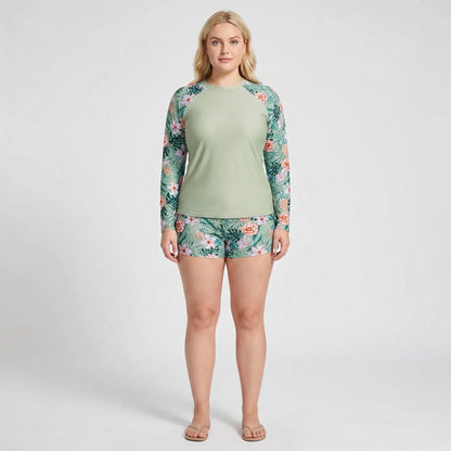 Plus Size Two-Piece Swimwear With Shorts - Geraldine