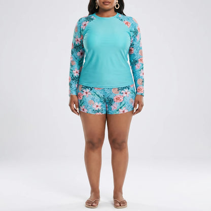 Plus Size Two-Piece Swimwear With Shorts - Geraldine