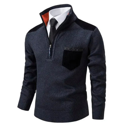 Heren trui met edge-zipper-hals en lange mouwen – Cedric