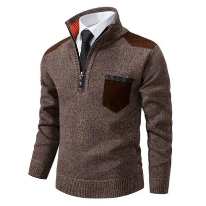 Heren trui met edge-zipper-hals en lange mouwen – Cedric