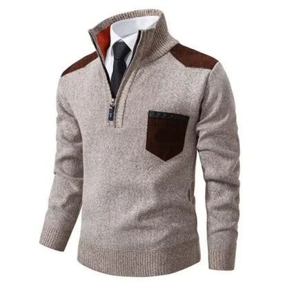 Heren trui met edge-zipper-hals en lange mouwen – Cedric