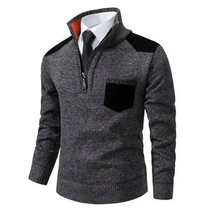Heren trui met edge-zipper-hals en lange mouwen – Cedric