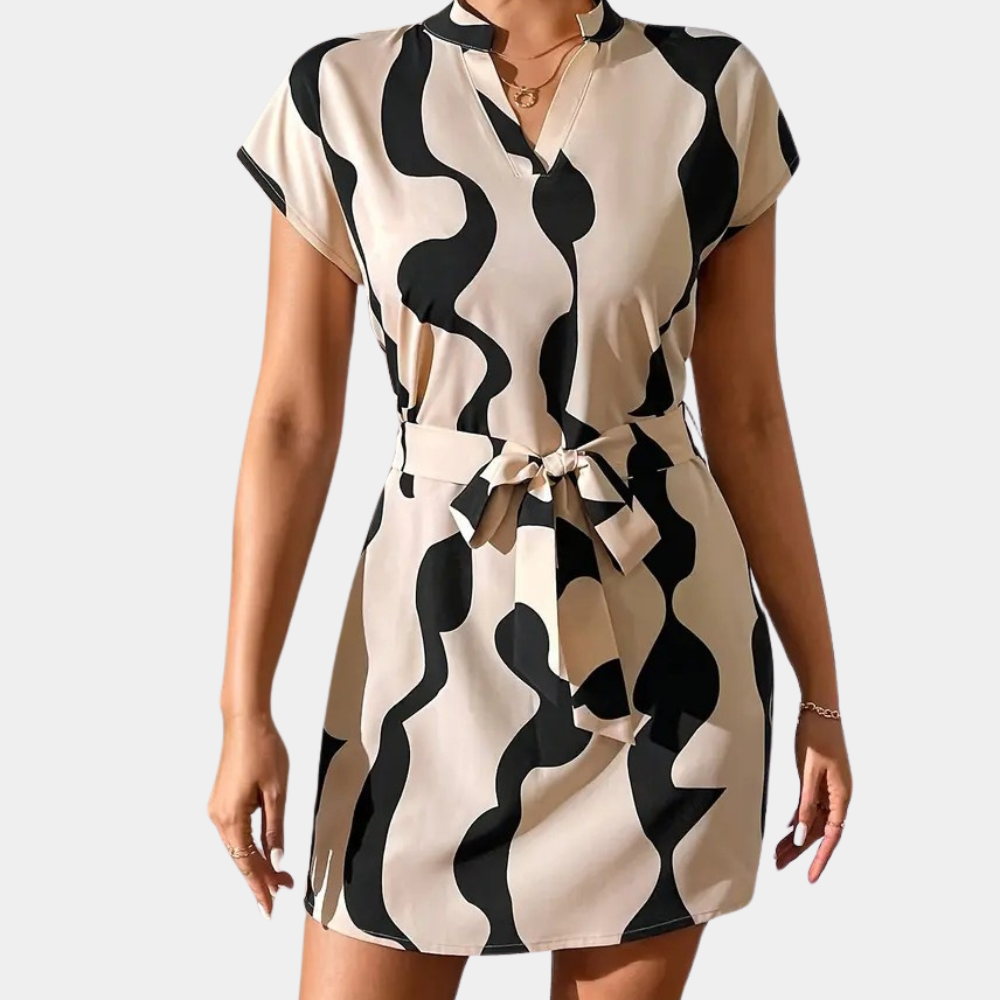 Trendy Beige Jurk met Riempje - Elena
