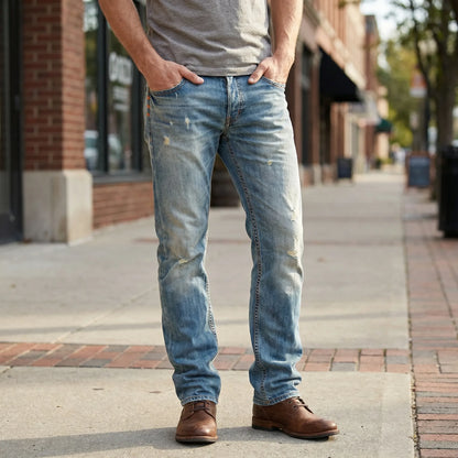 Rechte Herenjeans Met Gescheurde Details - Harold