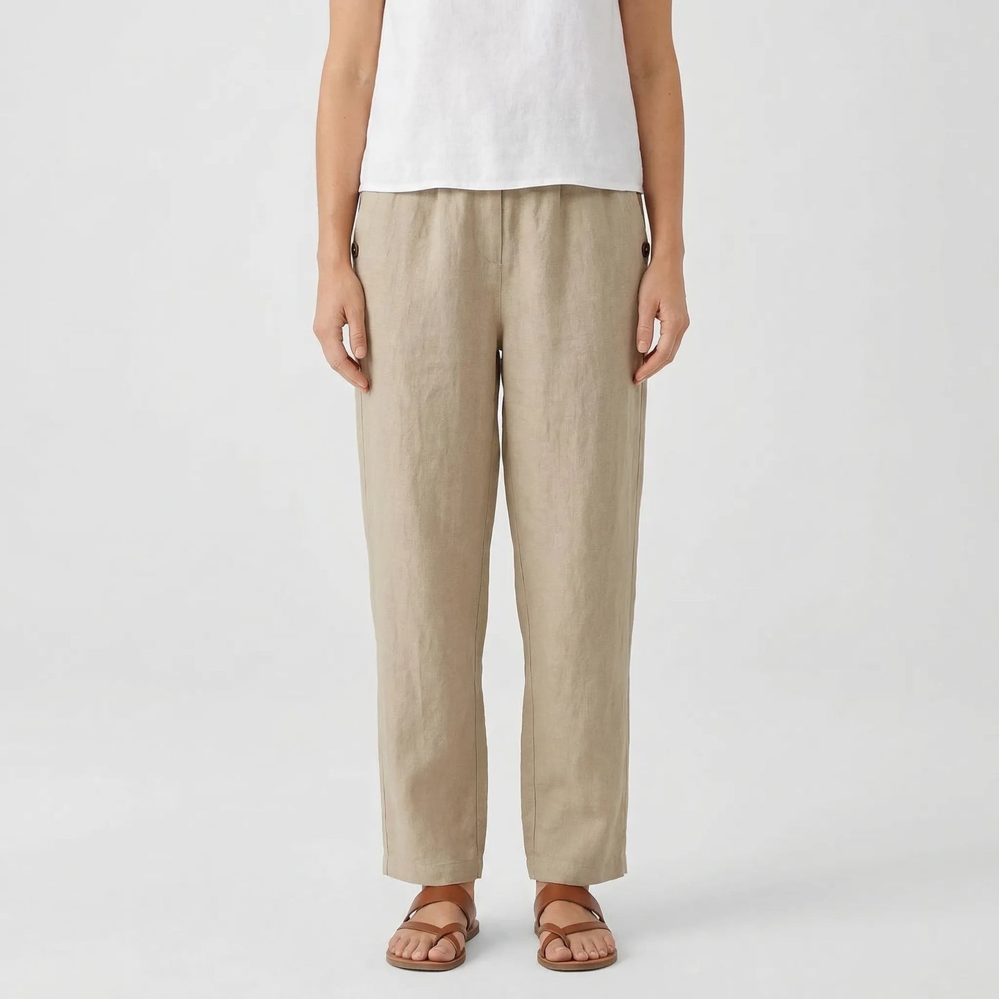 Relaxed Fit Tapered Trousers With Side Pockets - Agnes