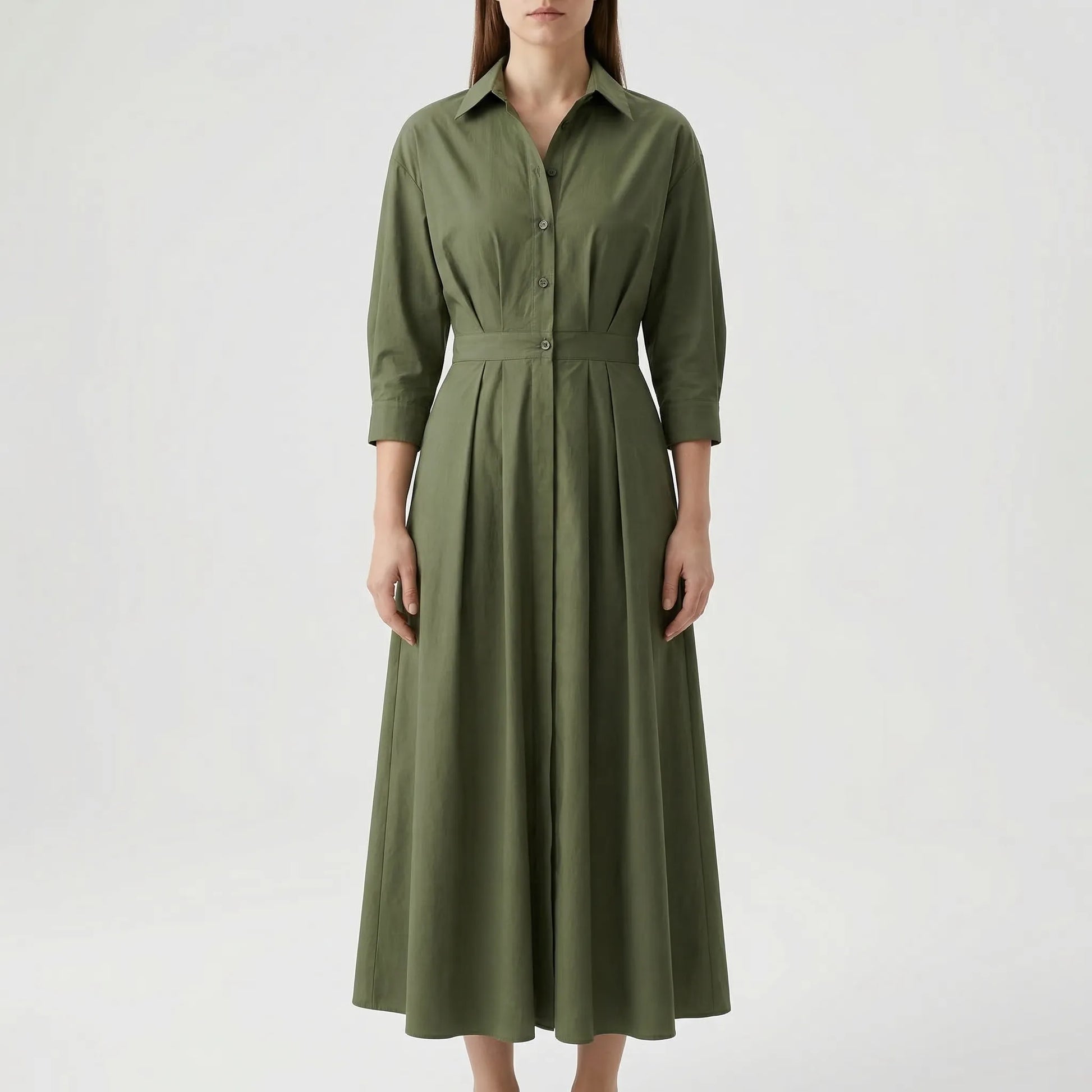 Retro Collar Belted A-Line Dress - Kendra