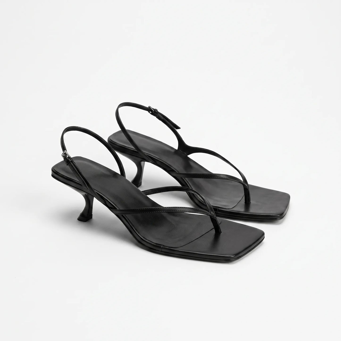 Retro Sandalen Met Hak En Vierkante Neus - Laura