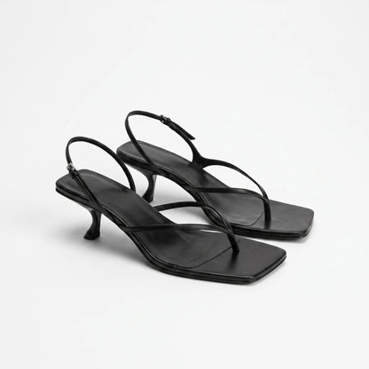Retro Sandalen Met Hak En Vierkante Neus - Laura