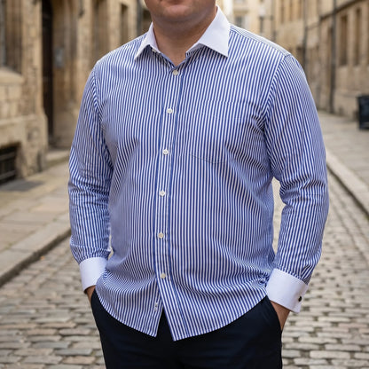 Retro Striped Long-Sleeve Button-Up Shirt - Danny