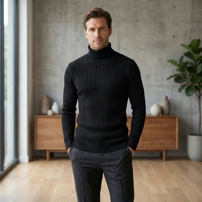 Ribbed Roll-Neck Men's Knitwear - Nicolas