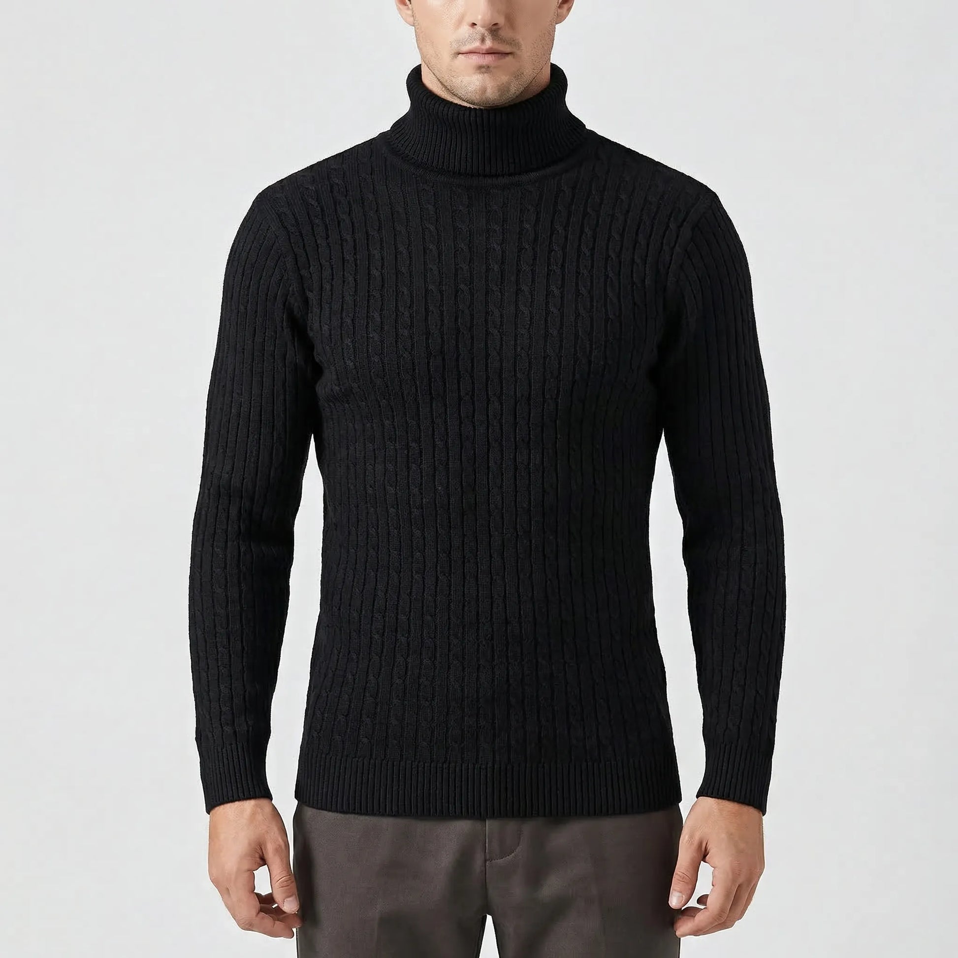 Ribbed Roll-Neck Men's Knitwear - Nicolas