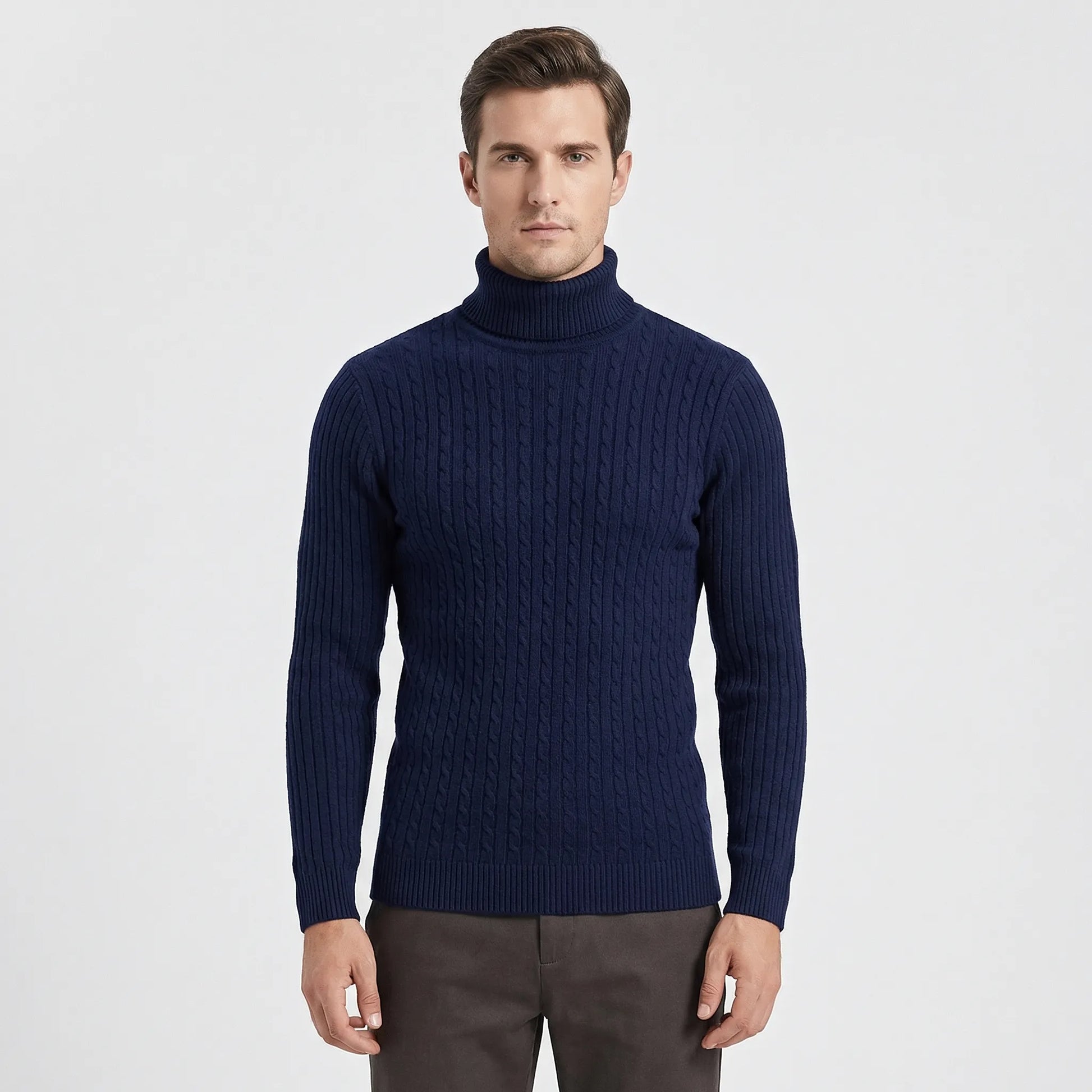 Ribbed Roll-Neck Men's Knitwear - Nicolas