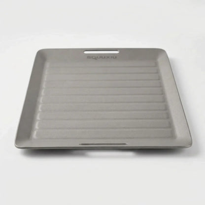 Ridged Titanium Camping Grill Plate With Tongs -  Flamekit