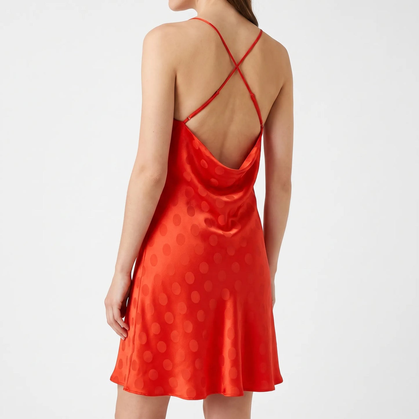 Rode Slipdress Met Stippen - Caroline