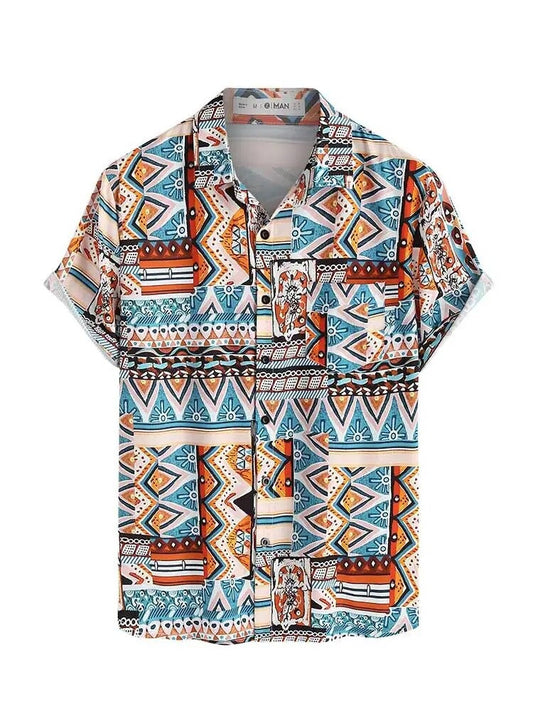 Zomers Dames Shirt met Etnische Print en Borstzak – Nova