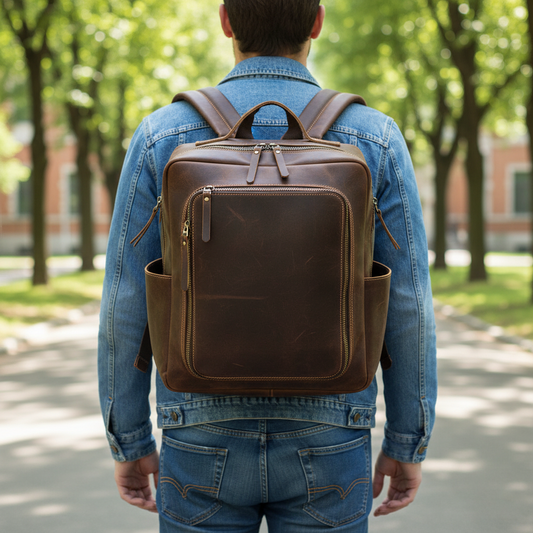 Rugzak Z Crazy Horse Skóry - LuxeBackpack