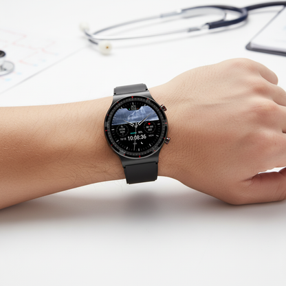 Runde Smartwatch Mit Medizinsensoren - VitalWatch