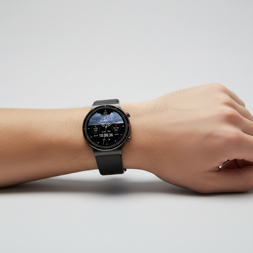 Runde Smartwatch Mit Medizinsensoren - VitalWatch