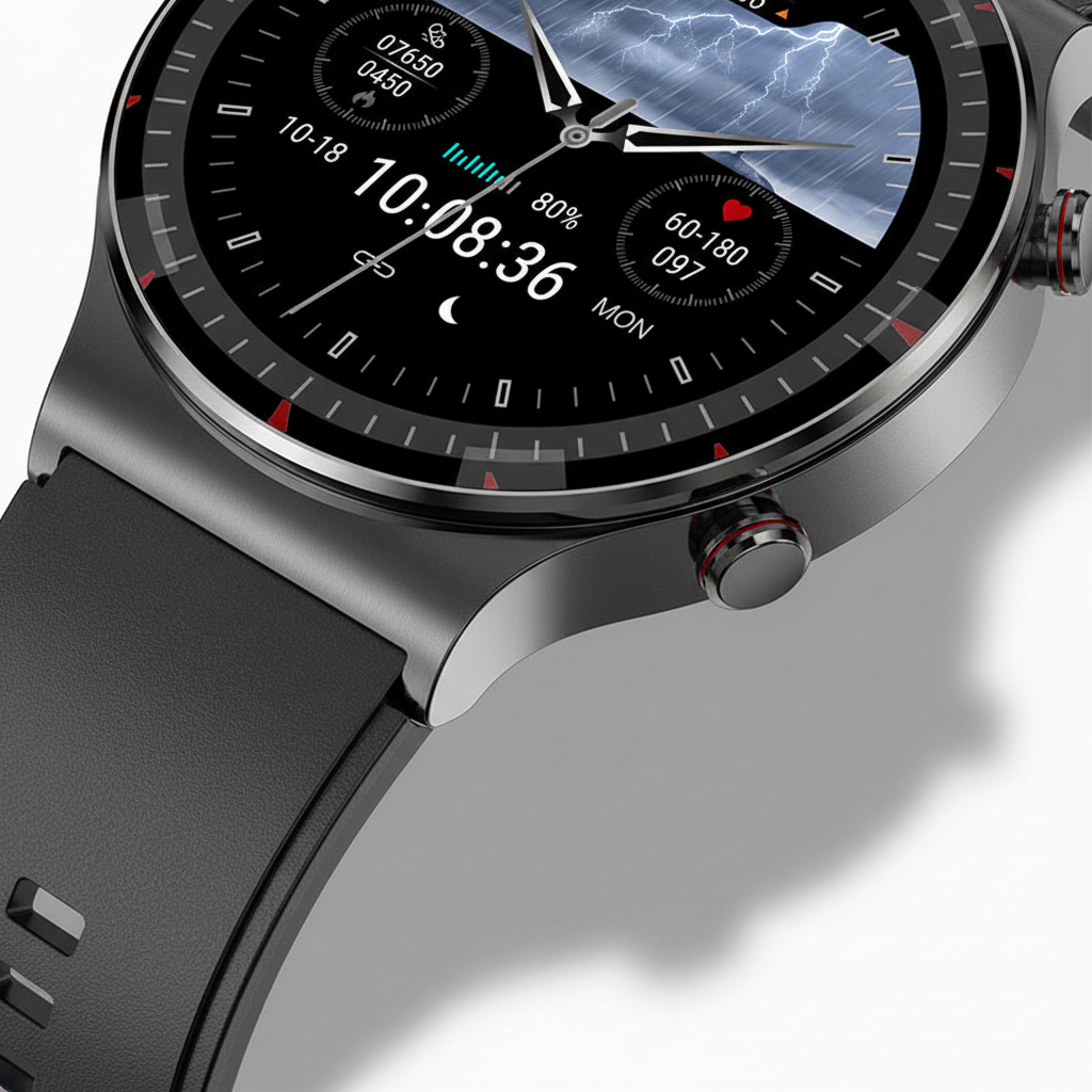 Runde Smartwatch Mit Medizinsensoren - VitalWatch