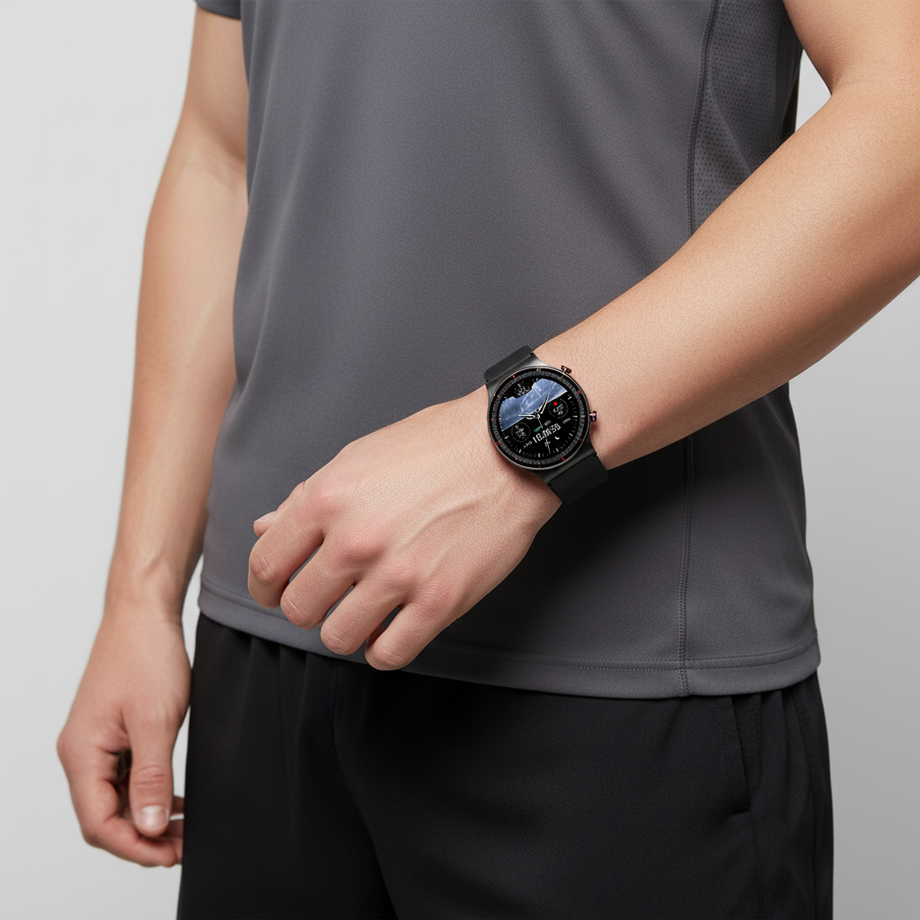 Runde Smartwatch Mit Medizinsensoren - VitalWatch