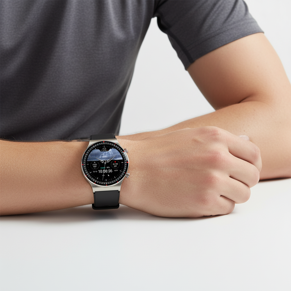 Runde Smartwatch Mit Medizinsensoren - VitalWatch
