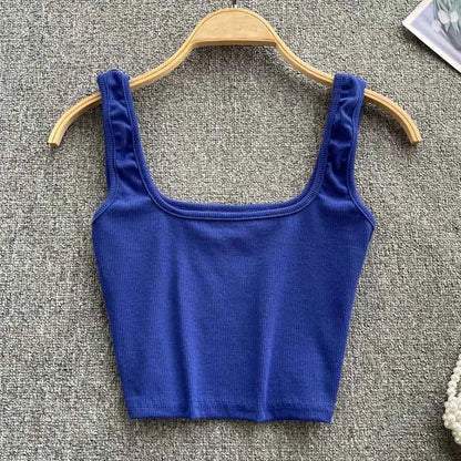Rugloze Cropped Tanktop in Effen Kleur – Zayra