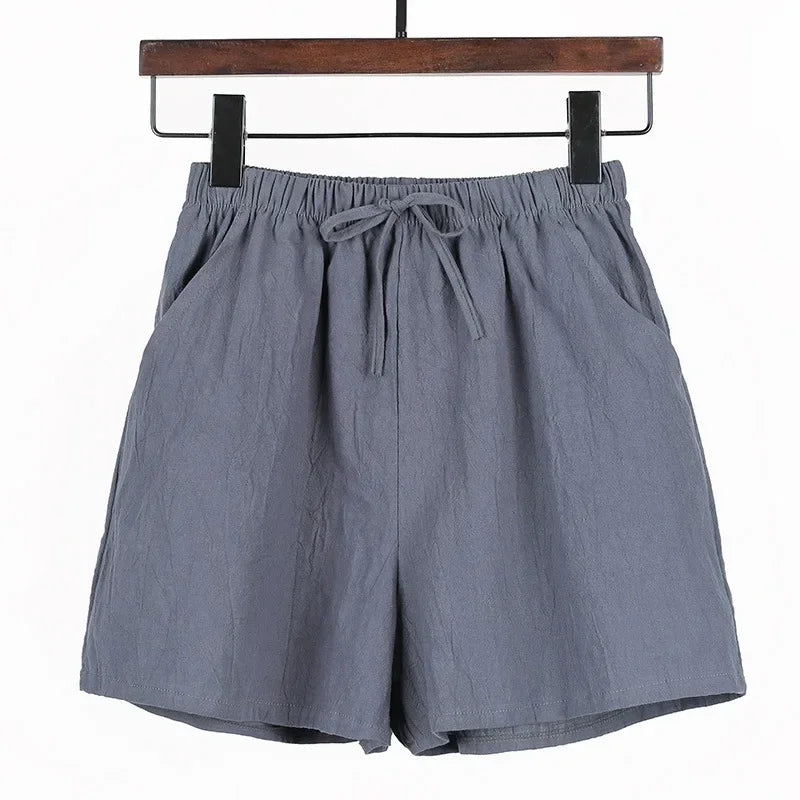 Luchtige Linnen Damesshorts met Hoge Taille en Sportieve Pasvorm – Fenja