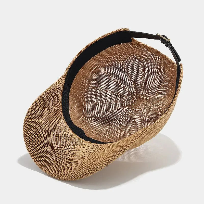 Trendy gevlochten pet met brede rand - SunWeave Style