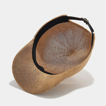 Trendy gevlochten pet met brede rand - SunWeave Style