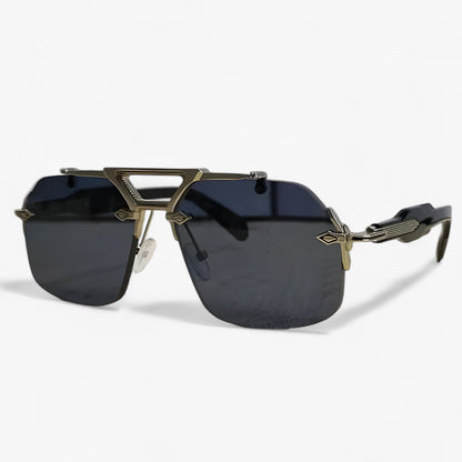 Randloze Oversized Zonnebril met Metalen Accenten – Vexor