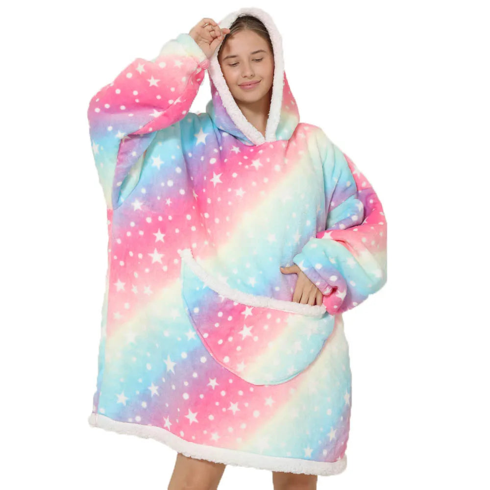 Oversized Fleece-deken met Capuchon & Zakken – SnugJoy