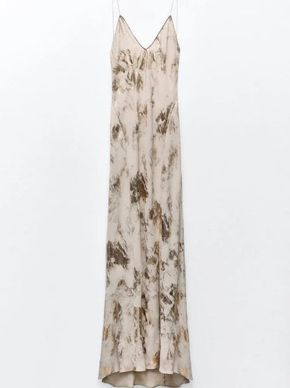 Rugloze Zomerjurk met Diepe V-Hals – Selene