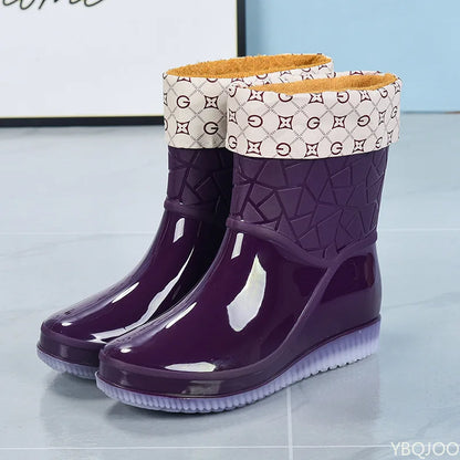 Halfhoge Dames Regenlaarzen waterdicht met patroon & antislipzool – Marvella