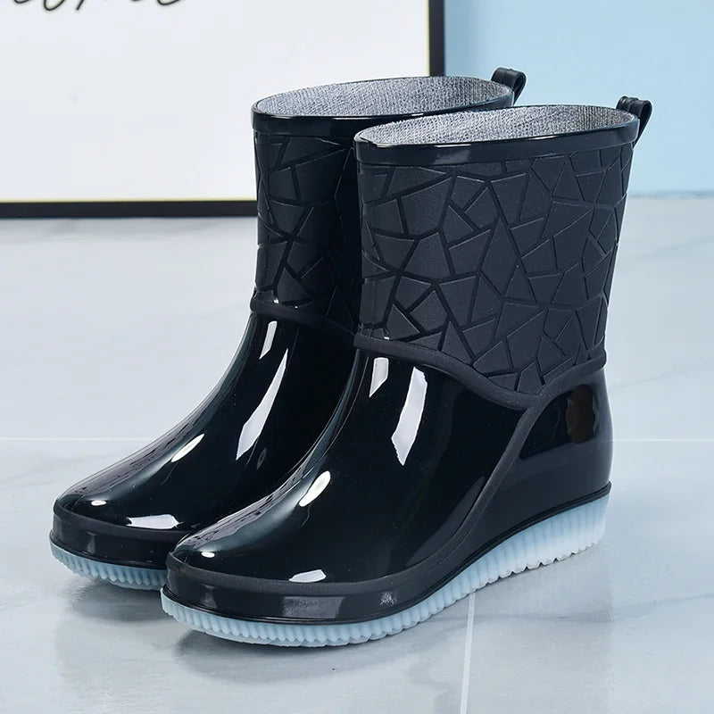 Halfhoge Dames Regenlaarzen waterdicht met patroon & antislipzool – Marvella