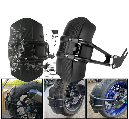 Universeel motorachterspatbord met modderbescherming en stalen beugel – TrailGuard