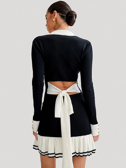 Gebreide Mini Jurk met Rugdecolleté en Bandage Ontwerp – Amira