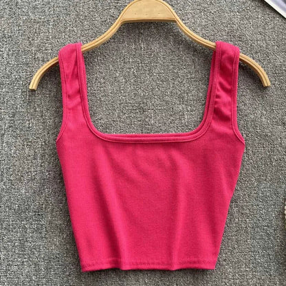 Rugloze Cropped Tanktop in Effen Kleur – Zayra