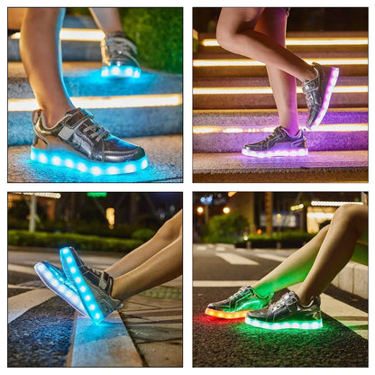LED-sneakers voor kinderen met kleurveranderend lichteffect tijdens het lopen