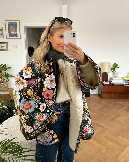 Gevoerde Damesjas met Bloemenprint - Evelyn