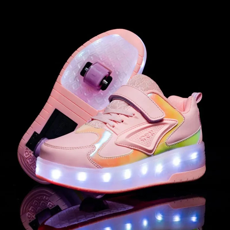 Rollschaatsen voor kinderen met LED-verlichting en afneembare wielen.
