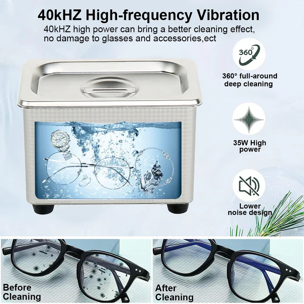 Ultrasone Brilreinigers 40kHz RVS Sieraad Reinigingsmachine – ClearWave